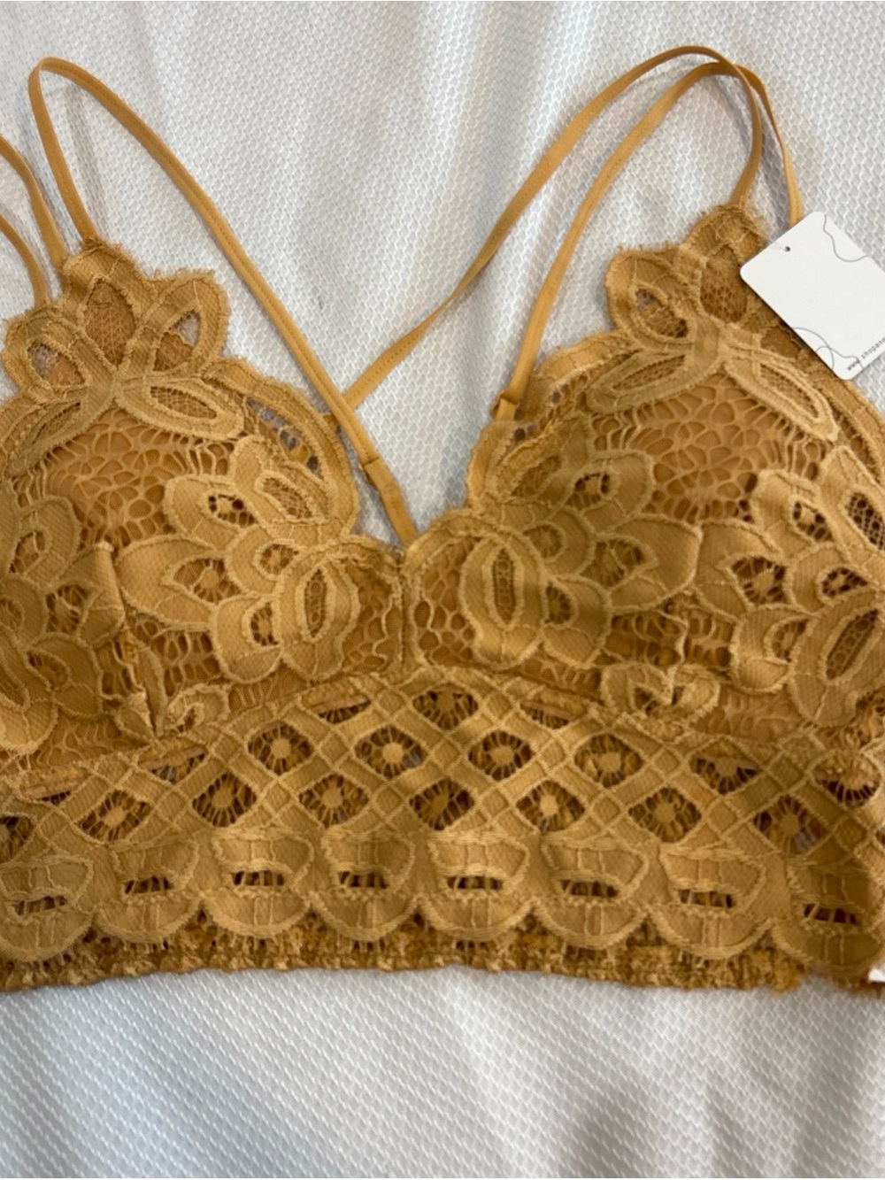 Anemone Bralette Lot Of 2 Womens Size Medium Olive Green And Tan Lace Cross back - Picture 2 of 6